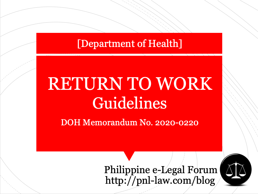 DOH Return to Work Guidelines (Department Memorandum No. 2020-0220)