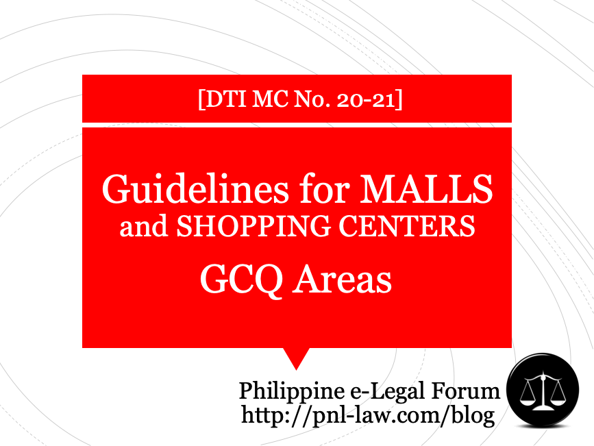 Guidelines for Malls and Shopping Centers in GCQ Areas